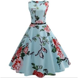 Floral Print Sleeveless Dress - Multicolor
