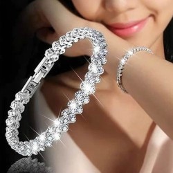 Artificial Diamond Studded Bracelet - Silver