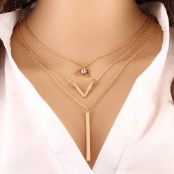 Multi-layer Clavicle Chain Collar Necklace - Gold
