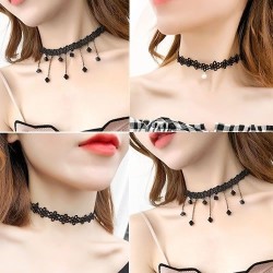 Choker Necklace Set - Black