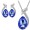 Crystal Pendant Silver Plated Jewelry Set - Blue/Silver