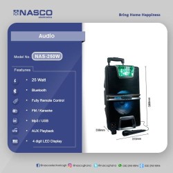 Nasco NASD-250W Portable Bluetooth Speaker - 25 Watts Black