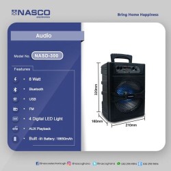 Nasco NASD-300 RMS Bluetooth Speaker - 8 Watts - Black