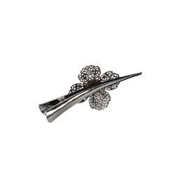 April Rose Stainless Steel Hair Clip - Silver/Brown