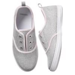 Gymboree Girls Sparkling Lace-less Sneakers- Silver