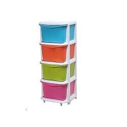 Plastic Baby Wardrobe Storage Drawer/Cabinet - 4 Tier - Multicolour