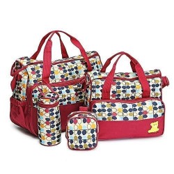 Just For You Diaper Bag Set - 5 Pieces - Red/Multicolour