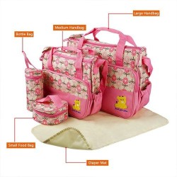 Just For You Diaper Bag Set - 5 Pieces - Pink/Multicolour