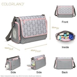 Colorland Trendy Diaper Bag With Wipe Case - Gray/Pink