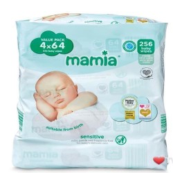 Mamia 256 Baby Sensitive Wipes - 64 x 4 Count