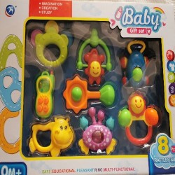 Baby Portable Teether With Rattle Music Bell Teeth Grinding Animals Educational Toys - 8 Pieces