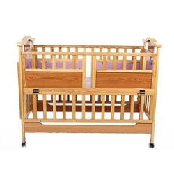 Simple Wooden Baby Cot - Brown