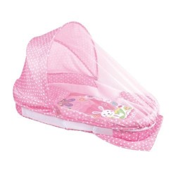 Portable Baby Bed with Net and Toys - Pink