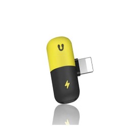 Audio & Lightning Splitter Adapter for iPhones - Yellow/Black