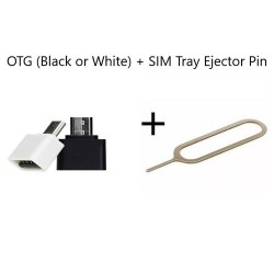 USB OTG Adapter (Black or White) + SIM Tray Ejector Pin