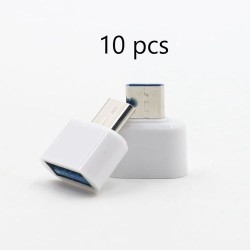Mini USB Type-C OTG Adapter - 10pcs White