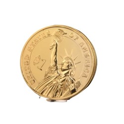 Metal Pendant Coin Bar Keychain Lighter - Gold