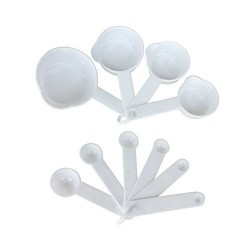 Plastic Measuring Cups & Spoon Set - 10 Pieces White