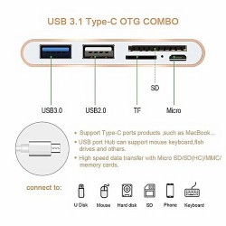 5-in-1 Multi-function Type C to USB 3.0 Data Hub - Gold