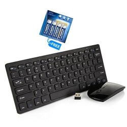 Portable Wireless Keyboard & Mouse Combo - Black + FREE AAA Battery
