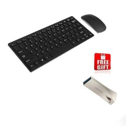 Mini Wireless Keyboard & Mouse Combo - Black + Free Pendrive 32GB