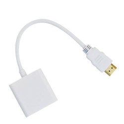 HDMI To VGA Video Converter Adapter Full 1080P Cable - White