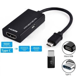 Type C & Micro USB To HDMI 1080P HD Audio Video Cable For HDTV Converter Adapters For TV PC Laptop Phone Tablet(black)