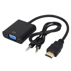 HDMI to VGA Video Converter Adapter FHD 1080P Cable - Black