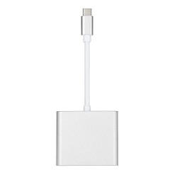 Type C USB 3.1 To 4K HDMI USB3.0 Adapter 3 In 1 Hub For PC - Silver
