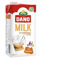Dano UHT Semi-Skimmed Milk - 1.5% Fat - 1 Litre